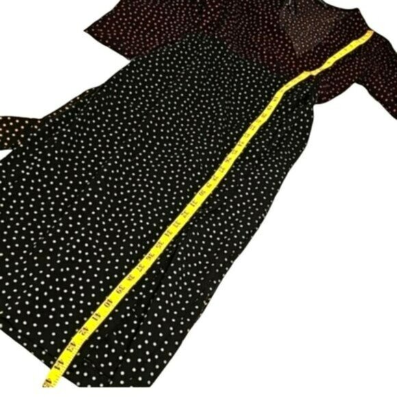 Zara Women's Midi Wrap Dress Size Small Black Colorful Polka Dots Rockabilly Ska - Picture 11 of 14